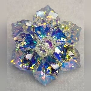 New Two-tiered Aurora Borealis Crystal Flower Brooch / Pin